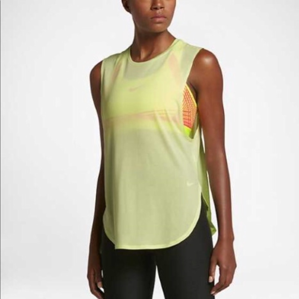 Nike dri fit sleeveless lime training workout top
